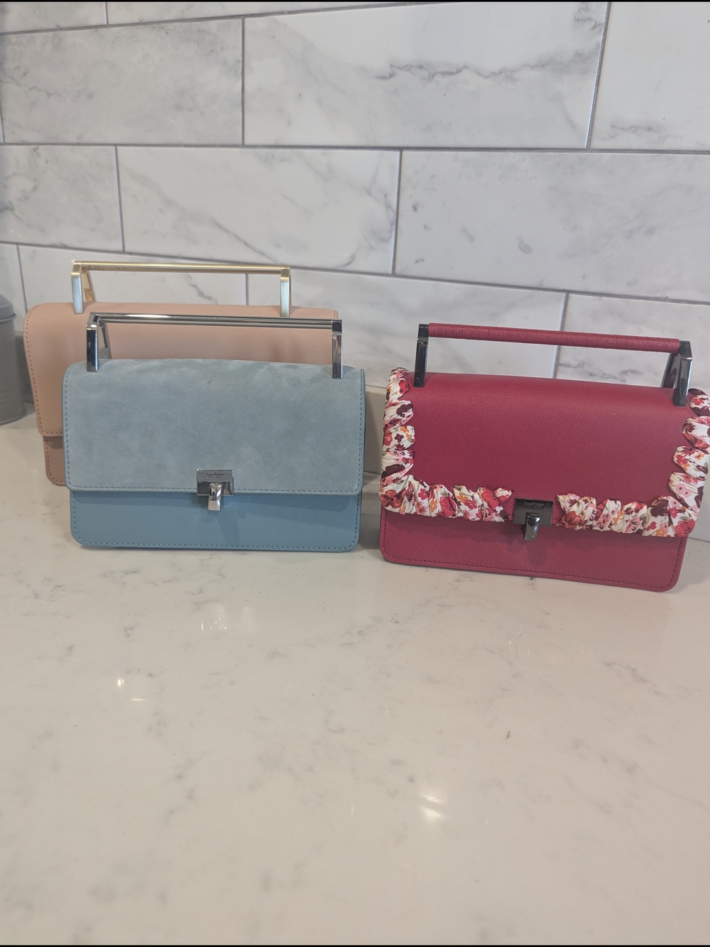 Botkier New York Lennox Blue Suede & Leather Chain Mini Shoulder Bag - Picture 10 of 10